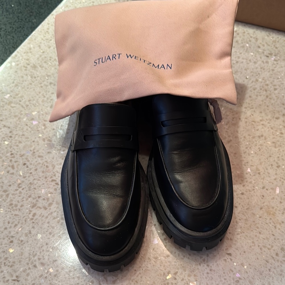 Stuart Weitzman Black Leather Loafers - Picture 2 of 11